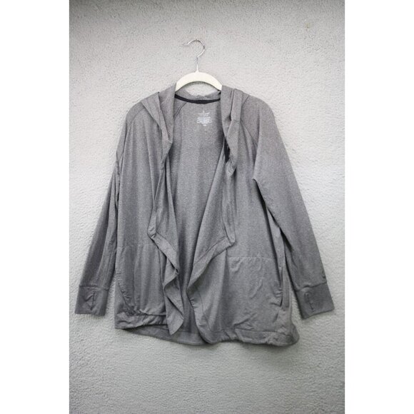 Cuddl Duds Flex Comfort Hooded Open Front Cardigan-S/M-Thumbholes-Soft-Pockets - Picture 1 of 11